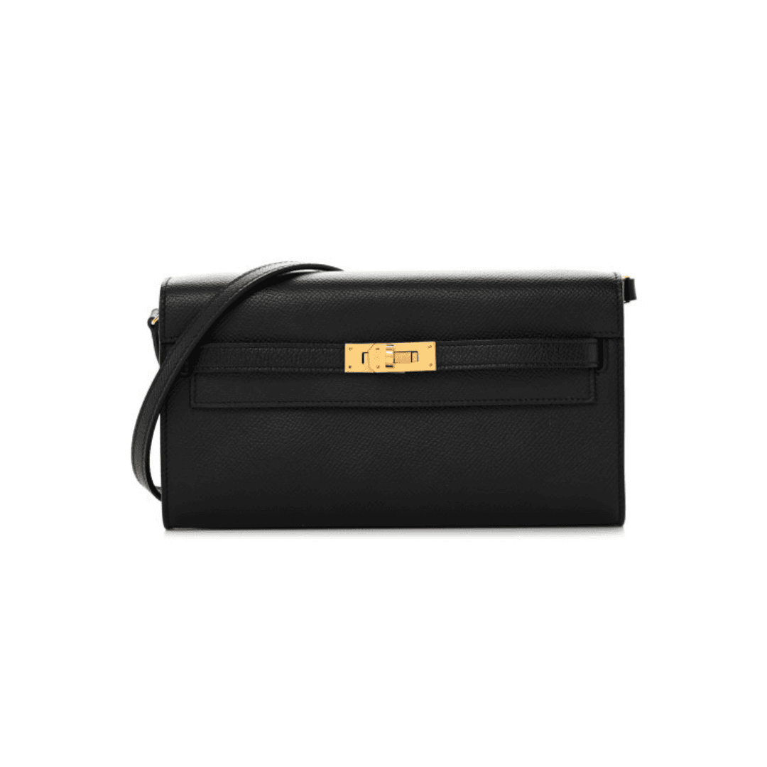 Hermes  Chevre Mysore Kelly To Go Wallet Etoupe