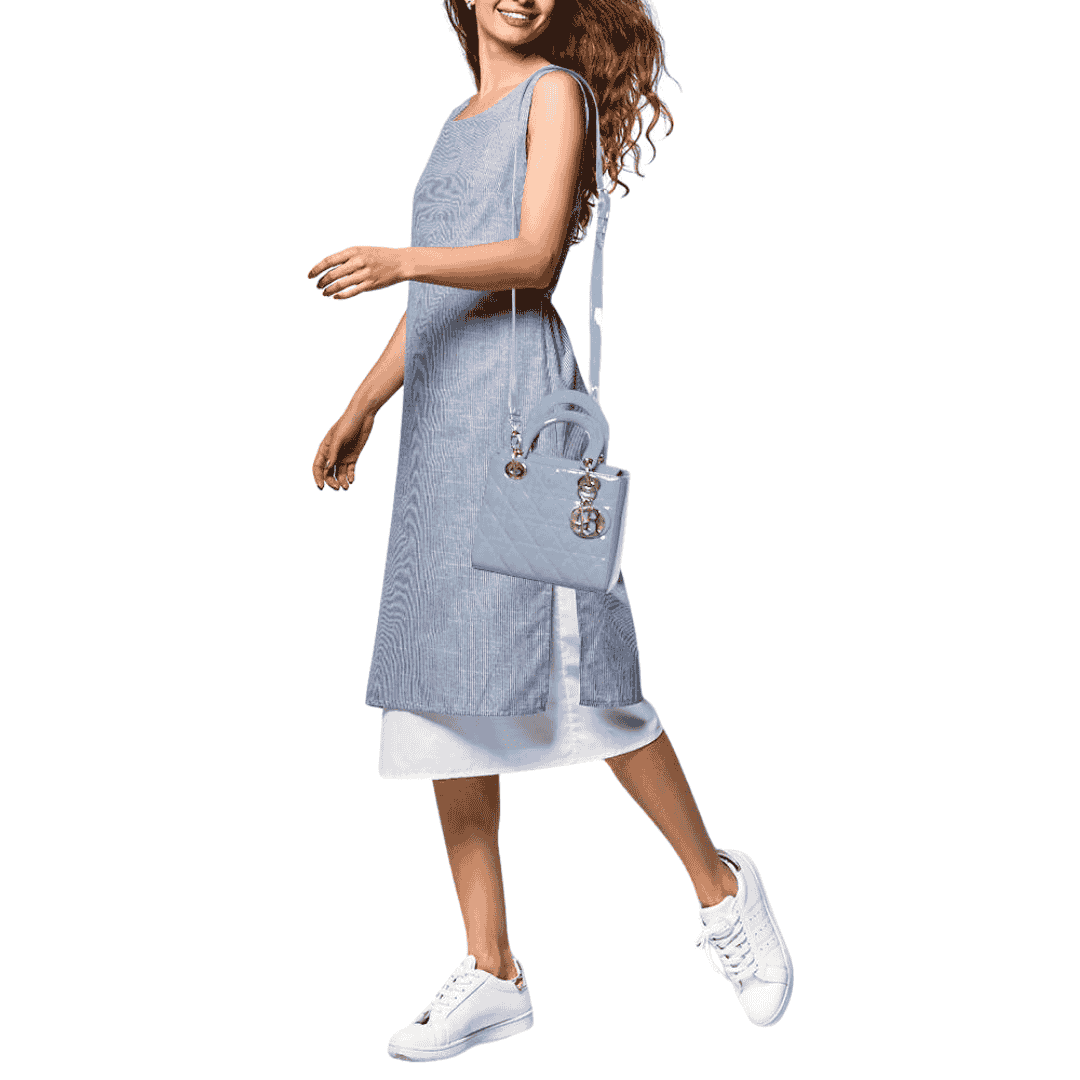 Christian Dior Cannage Patent Leather Lady Dior Sky Blue