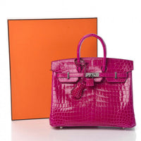 Hermes Birkin Pink Croc Effect Leather