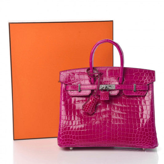 Hermes Birkin Pink Croc Effect Leather