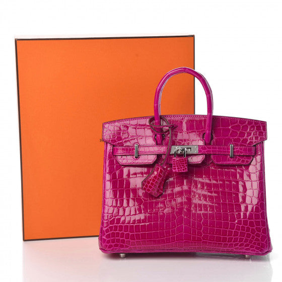 Hermes Birkin Pink Croc Effect Leather