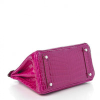 Hermes Birkin Pink Croc Effect Leather