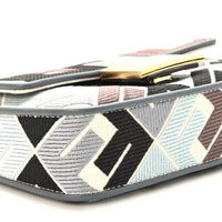 FENDI Canvas Vitello Seta FF Multicolor Embroidered Mini Baguette Multicolor Anice Tortora - Bagistaofficial