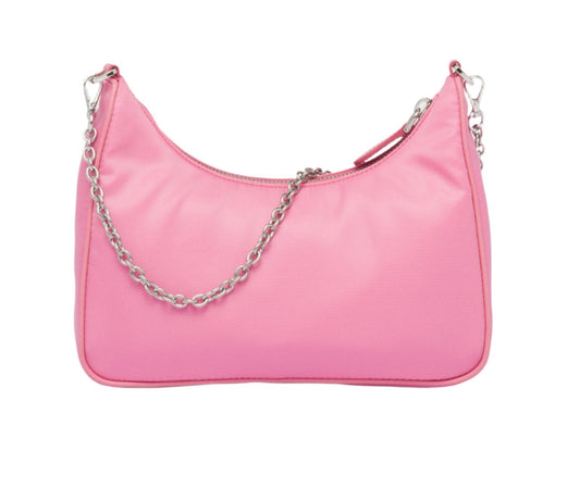 PRADA Nylon and Saffiano Leather Re-Edition 2005 Shoulder Bag "Pink" - Bagistaofficial