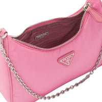 PRADA Nylon and Saffiano Leather Re-Edition 2005 Shoulder Bag "Pink" - Bagistaofficial