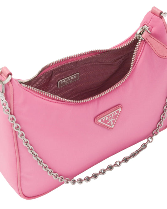 PRADA Nylon and Saffiano Leather Re-Edition 2005 Shoulder Bag "Pink" - Bagistaofficial