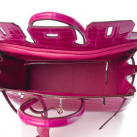Hermes Birkin Pink Croc Effect Leather