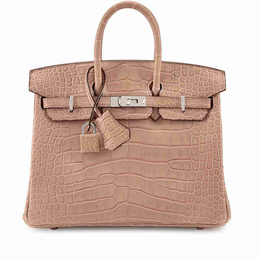 Hermes Birkin Favorite Fudge  Tourterelle Croc Effect Leather