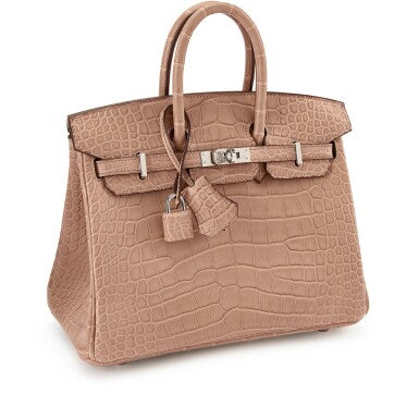 Hermes Birkin Pastel Pink Chai Matte Croc Effect Leather