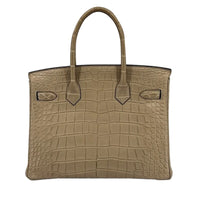 Hermes Birkin Favorite Fudge  Tourterelle Croc Effect Leather