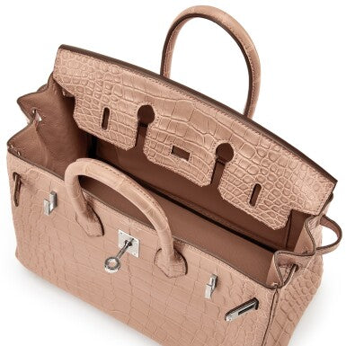 Hermes Birkin Pastel Pink Chai Matte Croc Effect Leather