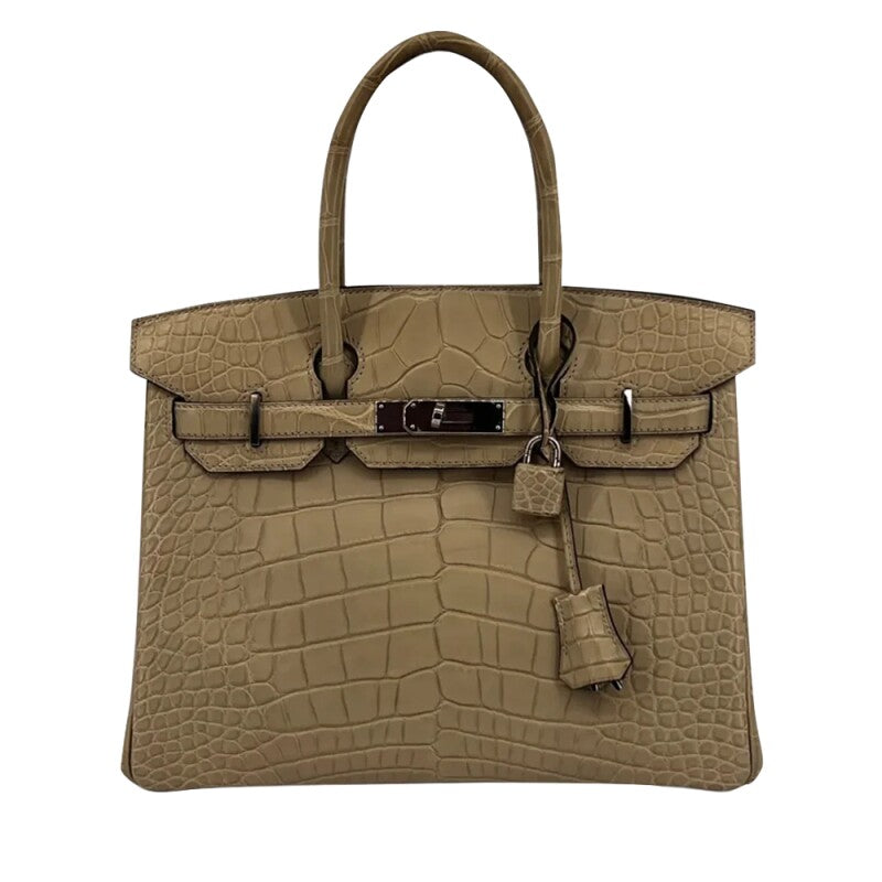Hermes Birkin Favorite Fudge  Tourterelle Croc Effect Leather