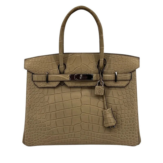 Hermes Birkin Favorite Fudge  Tourterelle Croc Effect Leather