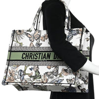 CHRISTIAN DIOR Canvas Embroidered Toile de Jouy Mexico Medium Book Tote White Multicolor - Bagistaofficial