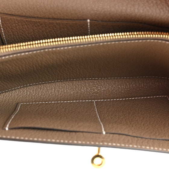 Hermes  Chevre Mysore Kelly To Go Wallet Etoupe