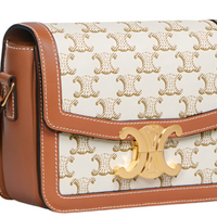 CELINE Shoulder Bag In Triomphe Canvas & Calfskin "White". - Bagistaofficial