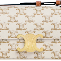 CELINE Shoulder Bag Claude In Triomphe Canvas and Calfskin "White" - Bagistaofficial