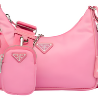PRADA Nylon and Saffiano Leather Re-Edition 2005 Shoulder Bag "Pink" - Bagistaofficial