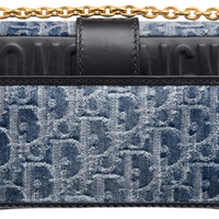Dior 30 Montaigne East-West Bag with Chain Denim Oblique Jacquard "Blue" - Bagistaofficial