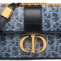 Dior 30 Montaigne East-West Bag with Chain Denim Oblique Jacquard "Blue" - Bagistaofficial