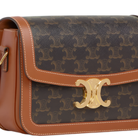 CELINE Shoulder Bag In Triomphe Canvas & Calfskin "Tan" - Bagistaofficial