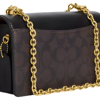 COACH Eliza Flap Crossbody Bag In Signature Canvas "Brown/Black" - Bagistaofficial