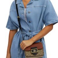 COACH Morgan Square Crossbody Bag In Colorblock Signature Canvas "Khaki/Multicolor" - Bagistaofficial